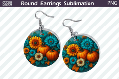 Thanksgiving Round Earrings | Pumpkin Floral Earring Product Image 1