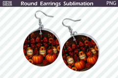 Thanksgiving Round Earrings | Pumpkin Sunflower Wine Earring Product Image 1