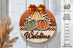 Thanksgiving round sign Laser Cut. Wall decor SVG Product Image 1