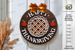 Thanksgiving round sign Laser Cut. Wall decor SVG Product Image 1