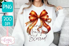 Thanksgiving shirt sublimation PNG | Thankful coquette bow Product Image 1