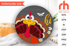 turkey hi sign svg, peeking turkey svg, turkey silhouette, farm hanger svg, welcome sign svg, thanksgiving sign, farmhouse door sign svg, round hanging sign svg, laser cut file, layered sign svg, western sign svg, glowforge cut file, countryside sign