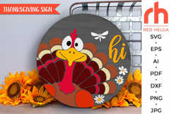 turkey hi sign svg, peeking turkey svg, turkey silhouette, farm hanger svg, welcome sign svg, thanksgiving sign, farmhouse door sign svg, round hanging sign svg, laser cut file, layered sign svg, western sign svg, glowforge cut file, countryside sign