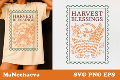 Fall Thanksgiving Postage Stamp SVG | Harvest Blessings Product Image 1