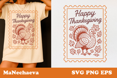 Fall Thanksgiving Postage Stamp SVG | Happy Thanksgiving Product Image 1
