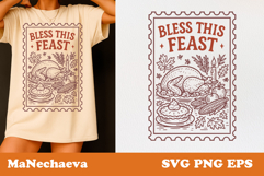 Fall Thanksgiving Postage Stamp SVG | Bless This Feast Product Image 1