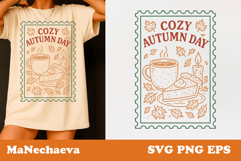 Fall Thanksgiving Postage Stamp SVG | Cozy Autumn Day Product Image 1