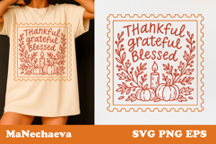 Fall Thanksgiving Postage Stamp SVG | Thankful Grateful Product Image 1