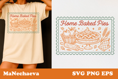 Fall Thanksgiving Postage Stamp SVG | Home Baked Pies Product Image 1