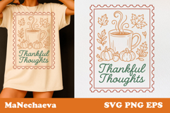 Fall Thanksgiving Postage Stamp SVG | Thankful Thoughts Product Image 1