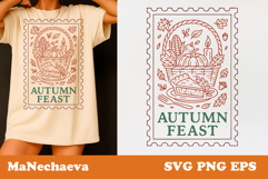 Fall Thanksgiving Postage Stamp SVG | Autumn Feast Product Image 1