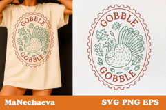 Fall Thanksgiving Postage Stamp SVG | Gobble Gobble Product Image 1