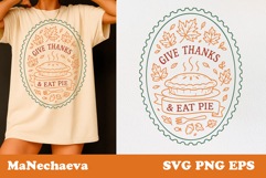 Fall Thanksgiving Postage Stamp SVG | Give Thanks &amp; Eat Pie Product Image 1