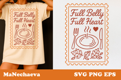 Fall Thanksgiving Postage Stamp SVG | Full Belly Full Heart Product Image 1