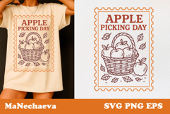 Fall Thanksgiving Postage Stamp SVG | Apple Picking Day Product Image 1