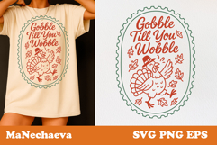 Fall Thanksgiving Postage Stamp SVG | Gobble Till You Wobble Product Image 1