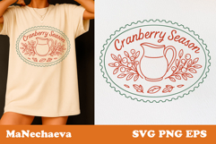Fall Thanksgiving Postage Stamp SVG | Cranberry Season Product Image 1