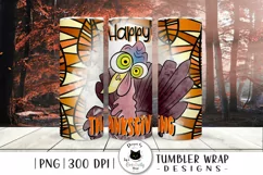 thanksgiving sublimation design with turkey illustration shown on tumblers