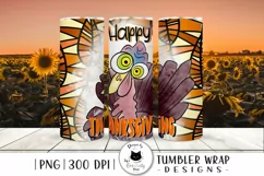 thanksgiving tumbler design with cute funny turkey illustration