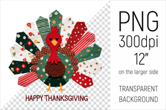 Thanksgiving Turkey Patchwork Clipart. Perfect for Thanksgiving crafts, digital scrapbooking, stickers, greeting cards, DIY decor, and sublimation printing.