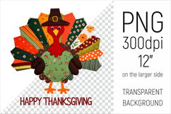 Thanksgiving Turkey Patchwork Clipart. Perfect for Thanksgiving crafts, digital scrapbooking, stickers, greeting cards, DIY decor, and sublimation printing.