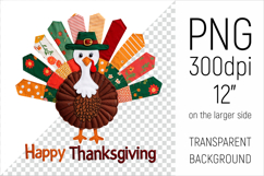 Thanksgiving Turkey Patchwork Clipart. Perfect for Thanksgiving crafts, digital scrapbooking, stickers, greeting cards, DIY decor, and sublimation printing.