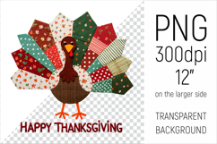 Thanksgiving Turkey Patchwork Clipart. Perfect for Thanksgiving crafts, digital scrapbooking, stickers, greeting cards, DIY decor, and sublimation printing.