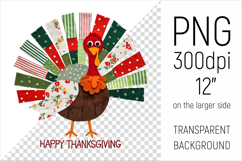 Thanksgiving Turkey Patchwork Clipart. Perfect for Thanksgiving crafts, digital scrapbooking, stickers, greeting cards, DIY decor, and sublimation printing.
