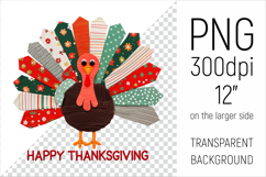 Thanksgiving Turkey Patchwork Clipart. Perfect for Thanksgiving crafts, digital scrapbooking, stickers, greeting cards, DIY decor, and sublimation printing.