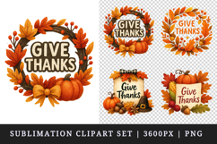 Thanksgiving clipart printable sublimation design png Product Image 1
