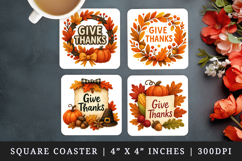 Thanksgiving square coaster sublimation, coasters design Product Image 1