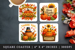 Thanksgiving square coaster sublimation, coasters design Product Image 1