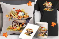 Wheelbarrow Autumn png| Thanksgiving png | Harvest Pumpkins Product Image 4