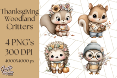 Thanksgiving Woodland Animals Clipart PNG Product Image 1