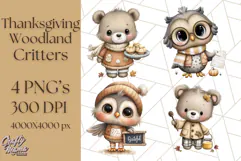 Thanksgiving Woodland Animals Clipart PNG Product Image 1