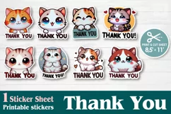 Cute Cat. Thanksgiving Print & Cut Stickers PNG Product Image 1