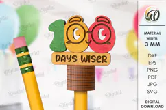 100 Days of School Pencil Topper Laser Cut. School SVG Product Image 1
