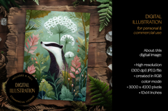 Badger &amp; Queen Anne Lace Flower Illustration Product Image 1