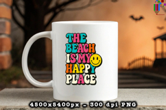 The Beach Is My Happy Place Retro Summer Design PNG File