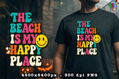 The Beach Is My Happy Place Retro Summer Design PNG File