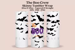 the boo crew halloween skinny tumbler sublimation wrap with high resolution 300 DPI and transparant background perfect for 20oz and 30oz skinny tumbler