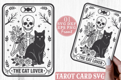 The Cat Lover Tarot Card SVG, Black Cat Skeleton PNG Product Image 1