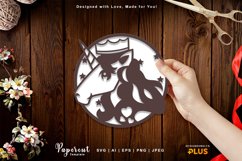 The Face of A Pretty Unicorn with Crown Card Papercut Product Image 1