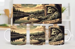 Funny Skeleton The Fisher Mug Wrap | Fathers Day PNG Product Image 2
