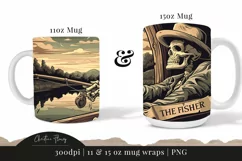 Funny Skeleton The Fisher Mug Wrap | Fathers Day PNG Product Image 3