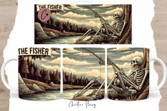Funny Skeleton The Fisher Mug Wrap | Fathers Day PNG Product Image 1