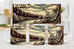Funny Skeleton The Fisher Mug Wrap | Fathers Day PNG Product Image 2