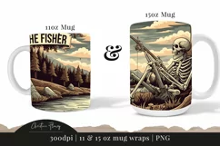 Funny Skeleton The Fisher Mug Wrap | Fathers Day PNG Product Image 3
