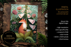 Fox &amp; Foxglove Flower Illustration Product Image 1