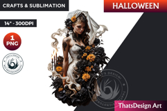The ghostly Bride Halloween clipart, haunted bride Ghost PNG Product Image 1
